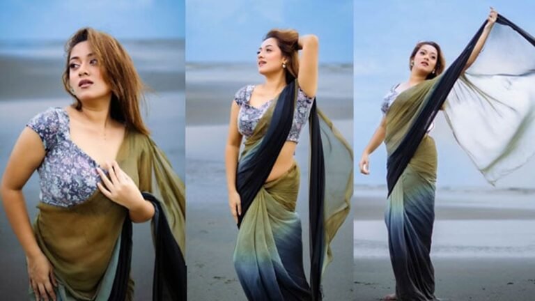 সমুদ্রতীরে শাড়িতে ধরা দিলেন অন্যরকম দীঘি