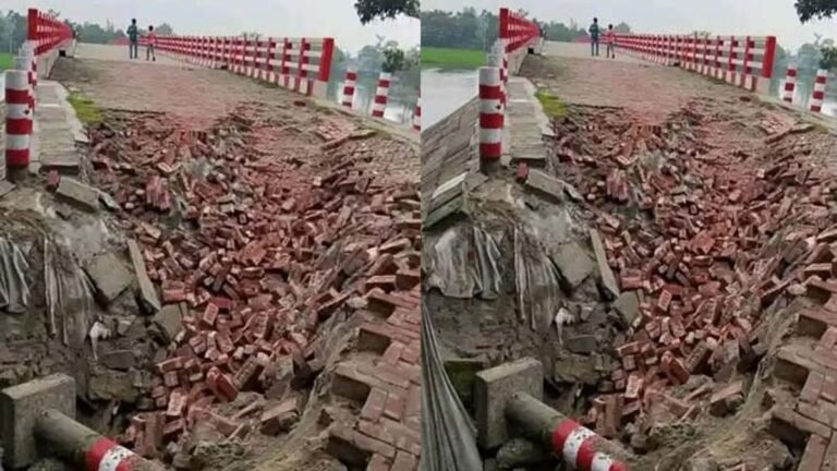 খুলে দেওয়ার দুই মাসেই ৬ কোটি টাকার সেতুর সংযোগ সড়কে ধস