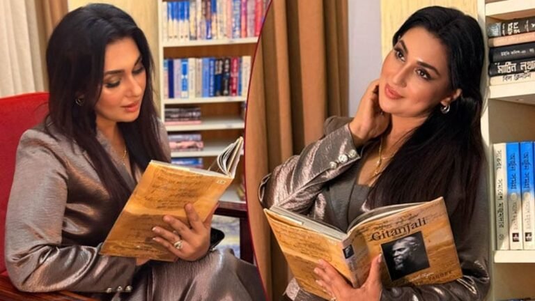 অপুর হাতে ‘গীতাঞ্জলি’, লাইব্রেরিতে ভিন্ন লুকে ফটোশুট