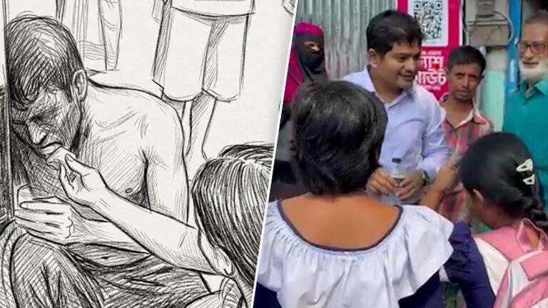 বাবার মুখে পাউরুটি তুলে দেওয়া সেই শিশুকে স্কুলে ফেরালেন ইউএনও